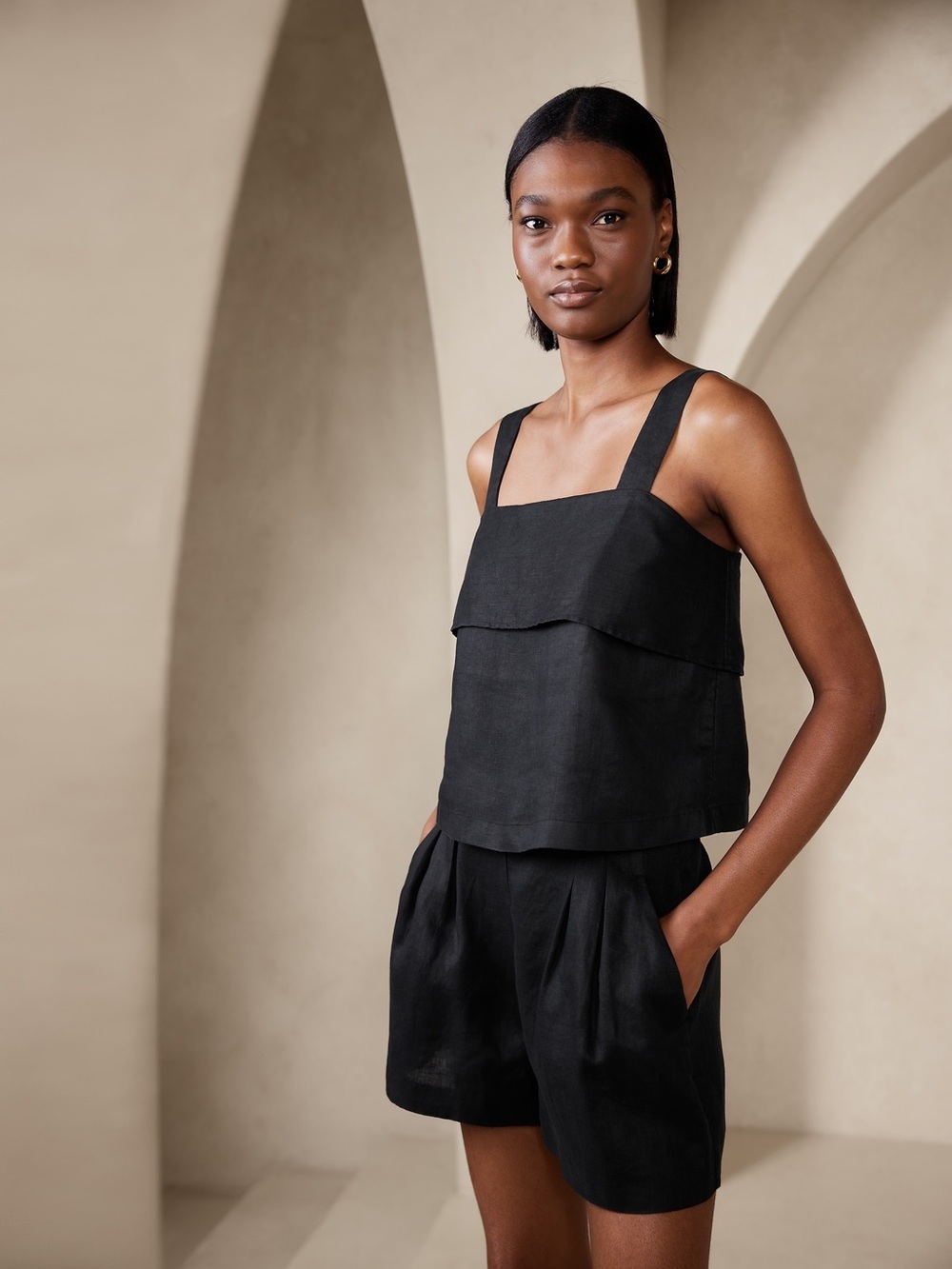 Banana Republic Linen Mia Square Neck Tank